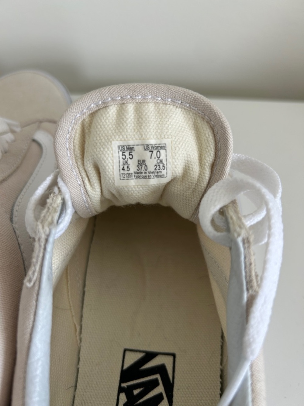 VANS Old Skool Low Top Sneakers in Beige and White Suede/Canvas - Picture 4 of 4